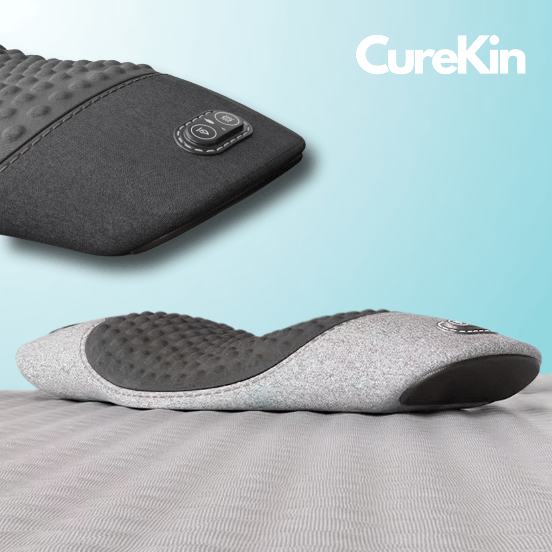 CureKin 3 - in - 1 Back Massager with Heat, Vibration & Traction – Sciatica & Lower Back Pain Relief - CureKin