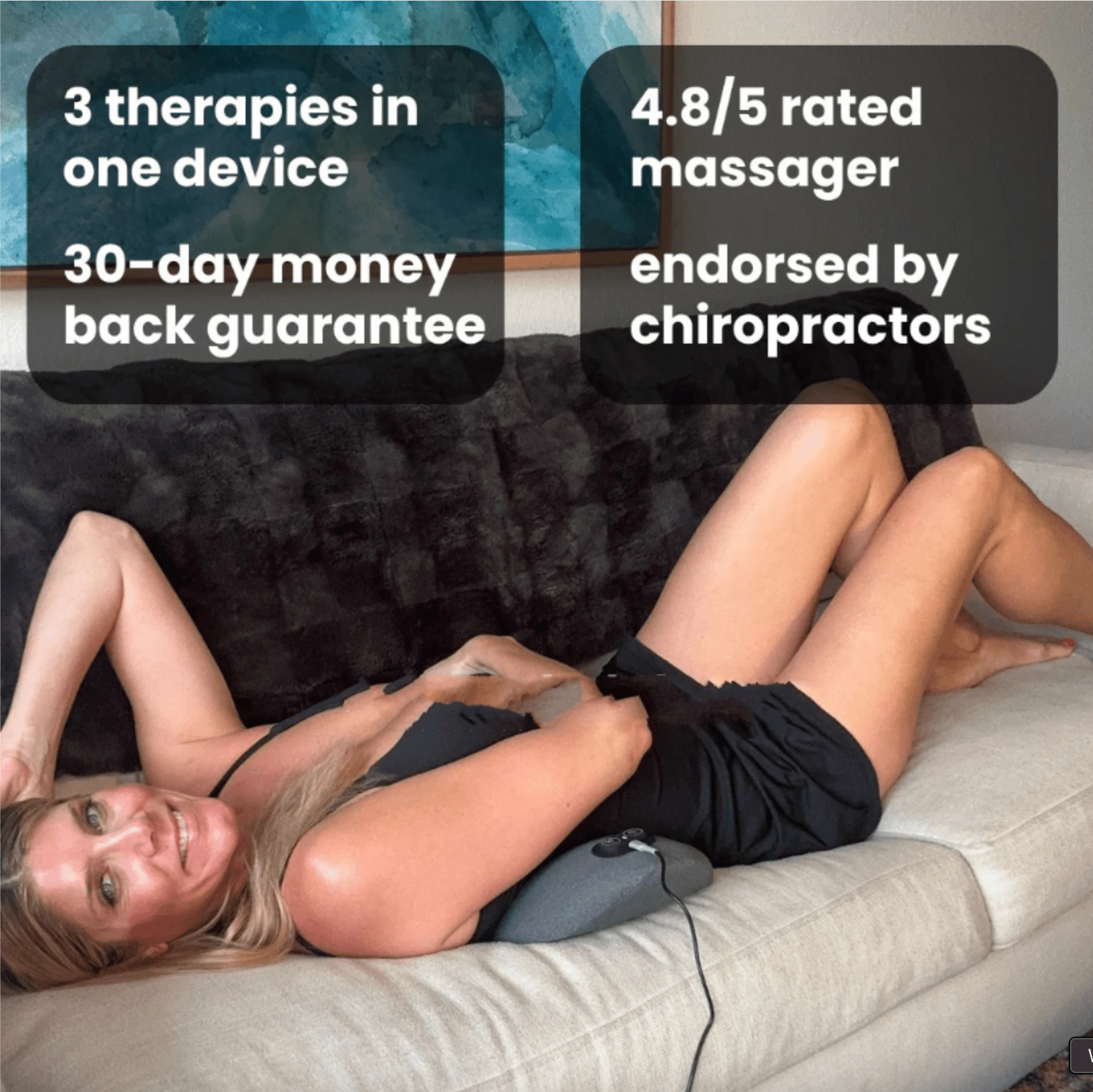 CureKinβ’ 3 - in - 1 New Blue Spine Relief Massager | Traction, Heat & Vibration - CureKin