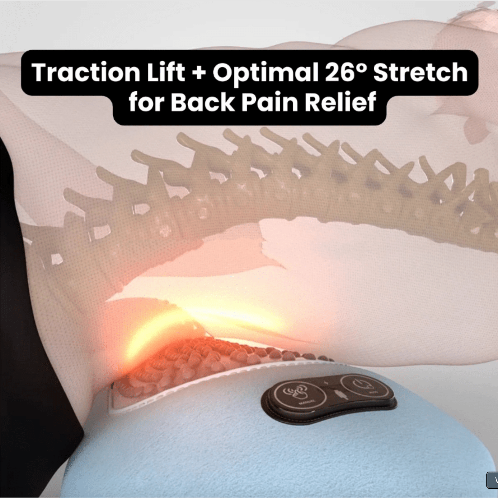 CureKinβ’ 3 - in - 1 New Blue Spine Relief Massager | Traction, Heat & Vibration - CureKin