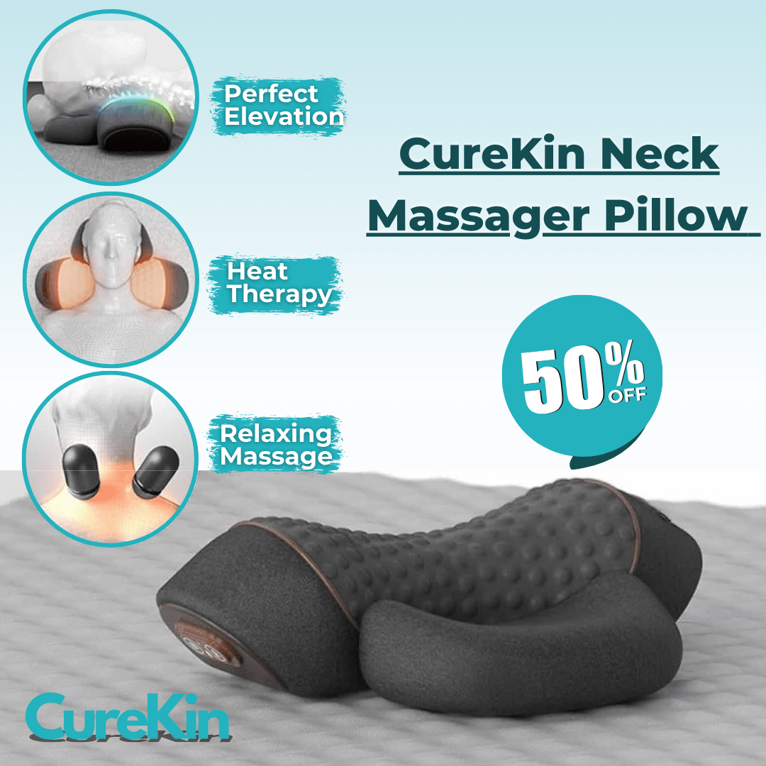 Neck Massager Pillow with Heat & Traction – Relieve Cervical Pain, Neck Stiffness & Improve Spine Alignment | CureKin - CureKin