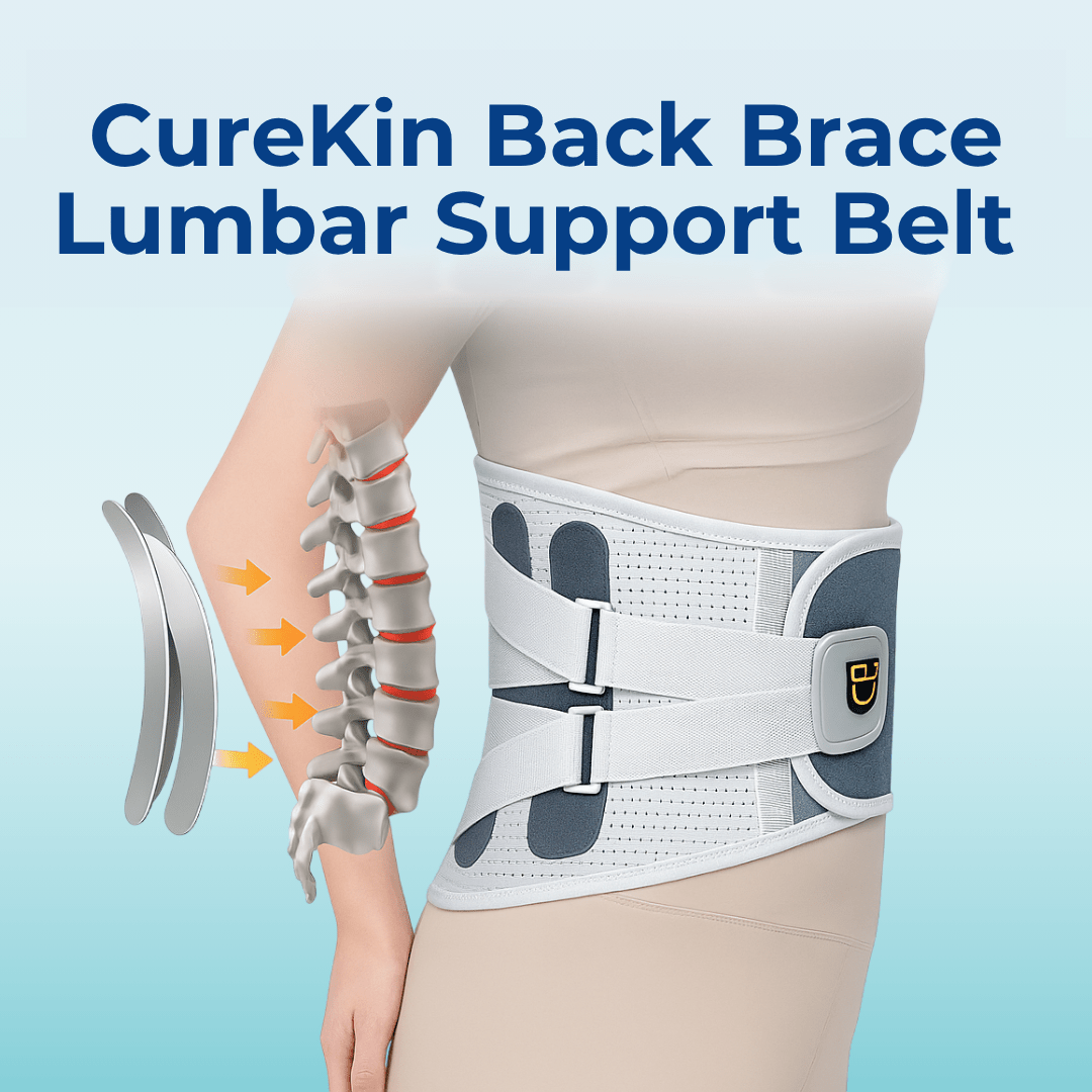 CureKin Back Brace Lumbar Support Belt – Sciatica Pain Relief, Posture Corrector & Lower Back Support - CureKin