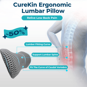 CureKin Ergonomic Lumbar Pillow – Memory Foam Support for Bed, Office & Car - CureKin