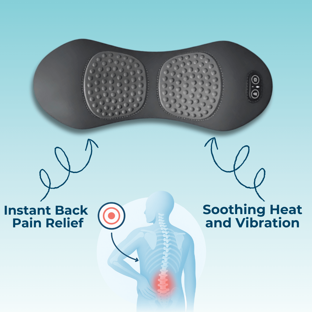Back Massager with Heat, Vibration & Spinal Support – Relieve Sciatica, Lower Back Pain & Posture Stress | CureKin 3 - in - 1 Home Therapy - CureKin