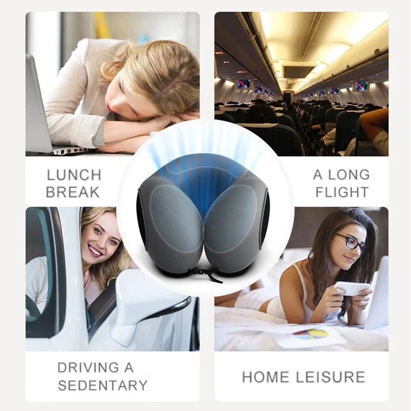 CureKin U - Shaped Memory Foam Travel & Massage Neck Pillow - CureKin