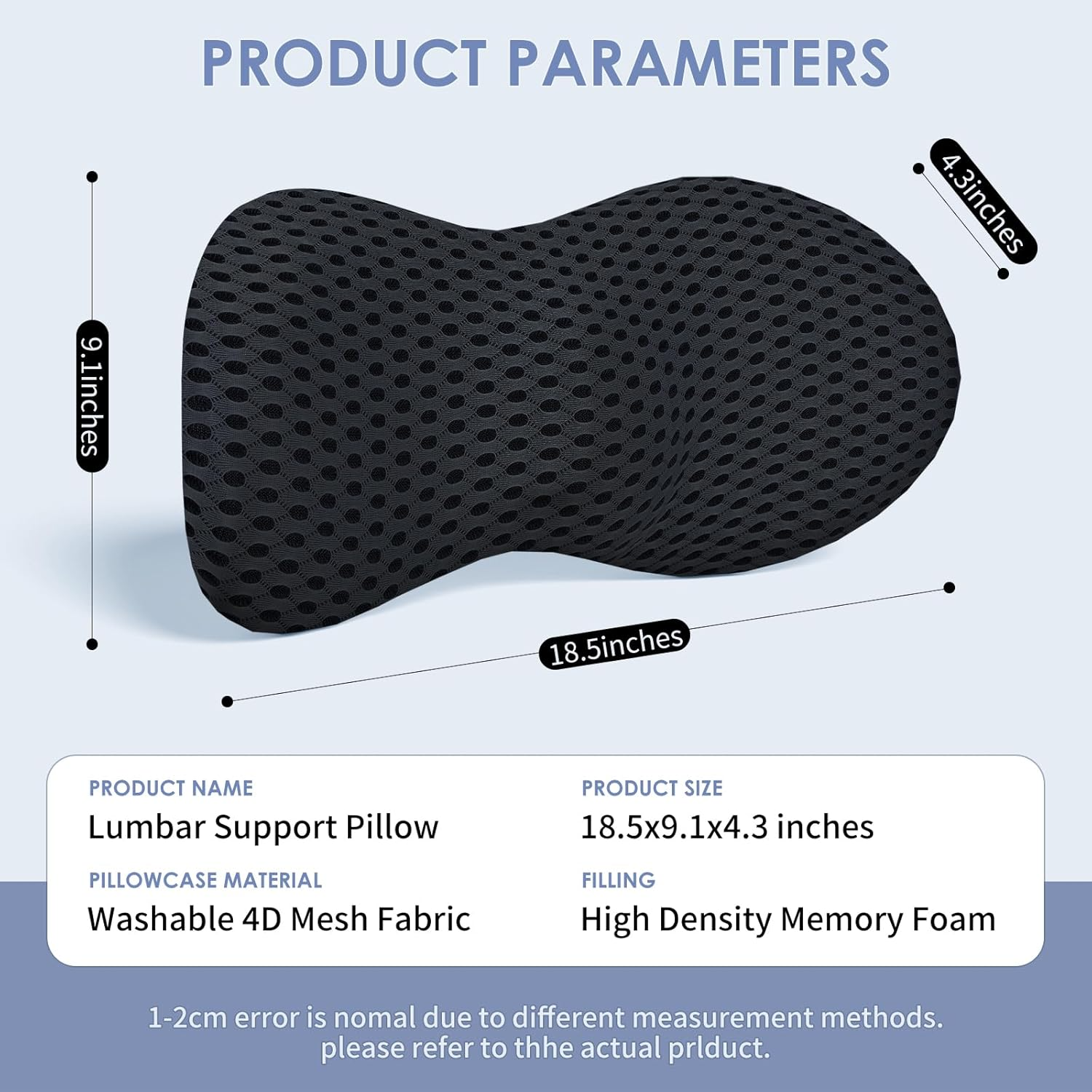 CureKin Ergonomic Lumbar Pillow – Memory Foam Support for Bed, Office & Car