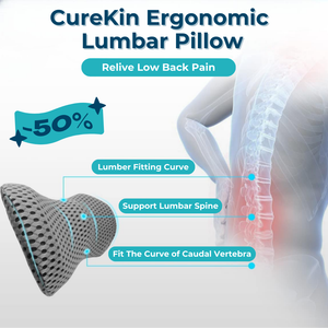 CureKin Ergonomic Lumbar Pillow – Memory Foam Support for Bed, Office & Car