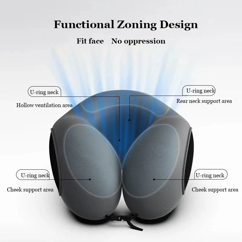 CureKin U-Shaped Memory Foam Travel & Massage Neck Pillow