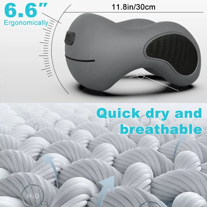 CureKin U-Shaped Memory Foam Travel & Massage Neck Pillow