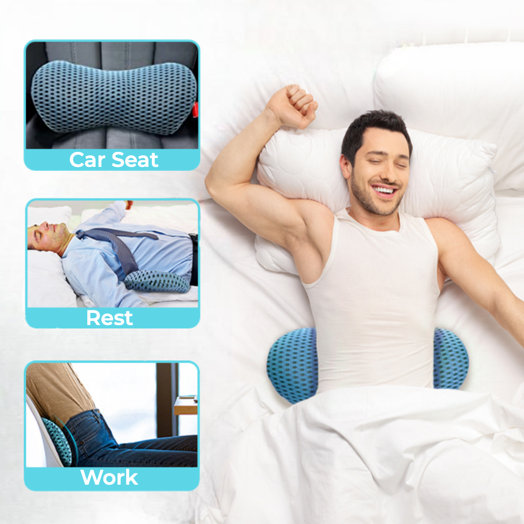 CureKin Ergonomic Lumbar Pillow – Memory Foam Support for Bed, Office & Car