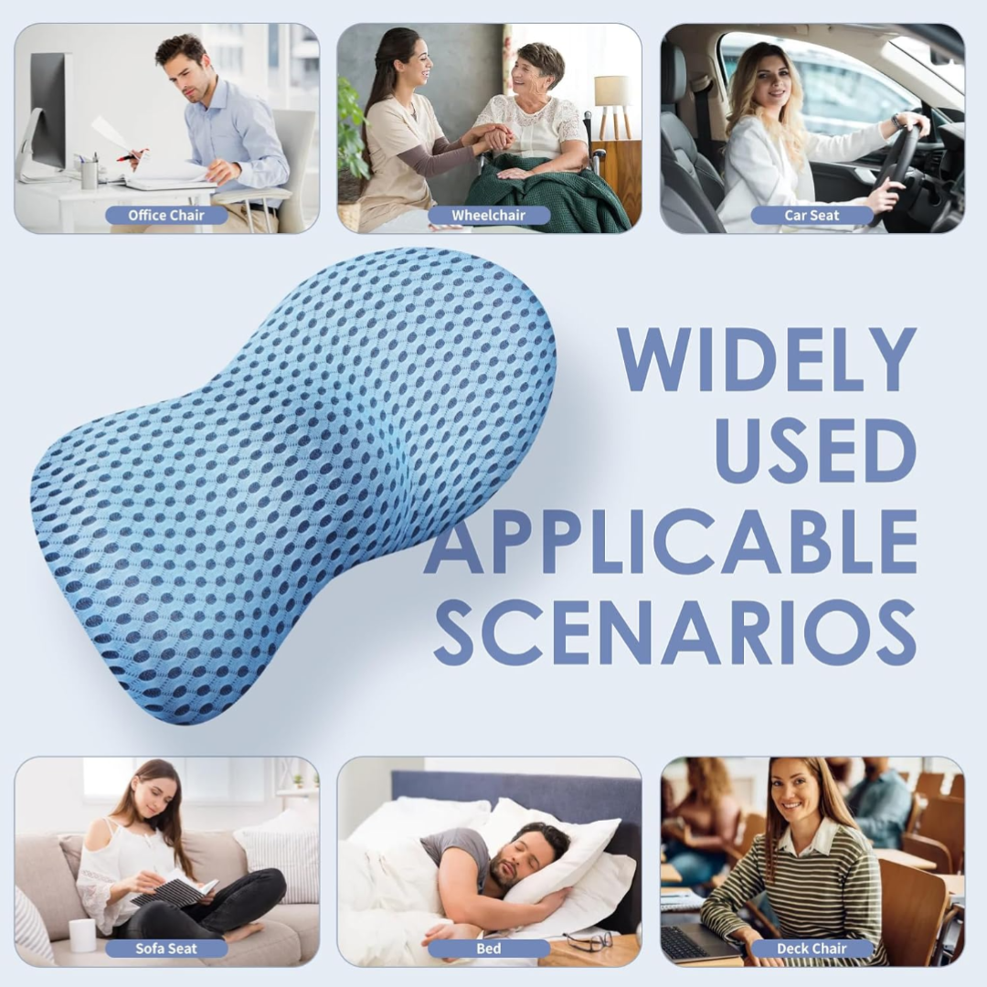 CureKin Ergonomic Lumbar Pillow – Memory Foam Support for Bed, Office & Car
